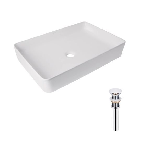 Комплект Qtap Tern: Раковина накладна прамокутна 600x400x110 мм WHITE + Донний клапан PU02 QT17112174WN47303 QT17112174WN47303 &mdash; фото в Esantehnika