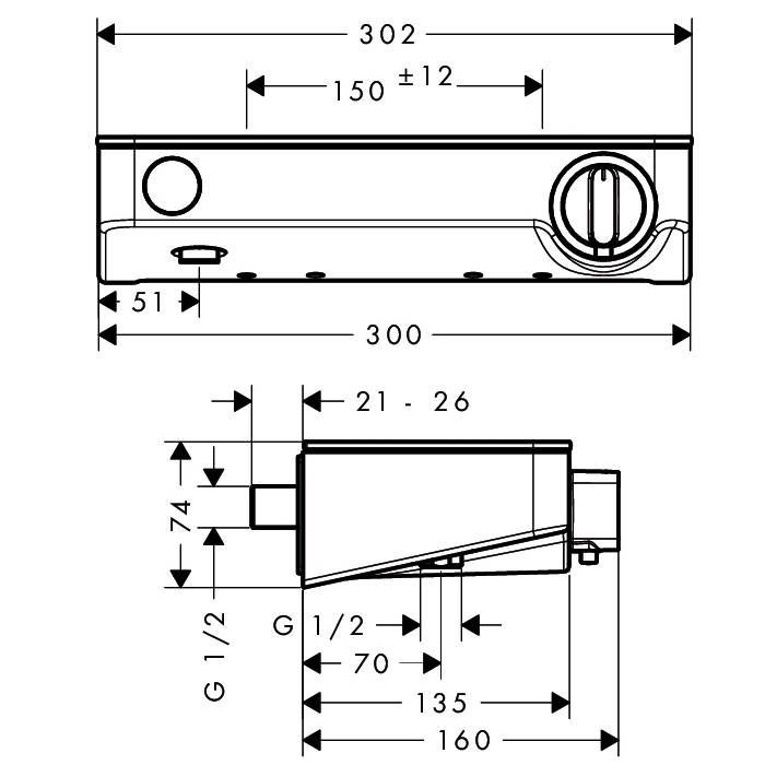 Смеситель термостатический Hansgrohe Shower TabletSelect 300 13171000 13171000 &mdash; фото в Esantehnika