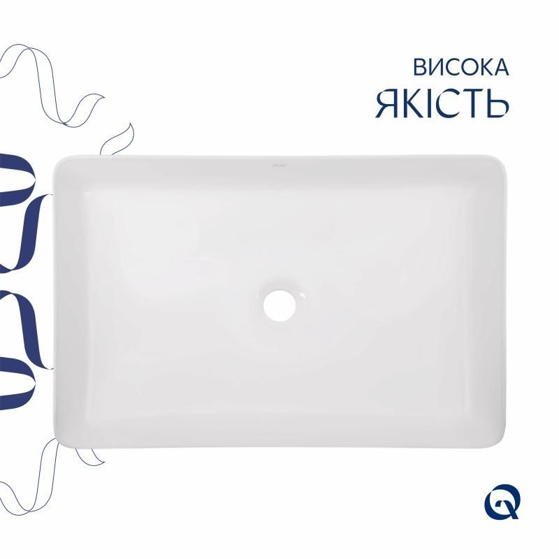 Комплект Qtap Tern: Раковина накладная прямоугольная 600x400x110 мм WHITE + Донный клапан PU02 QT17112174WN47303 QT17112174WN47303 &mdash; фото в Esantehnika