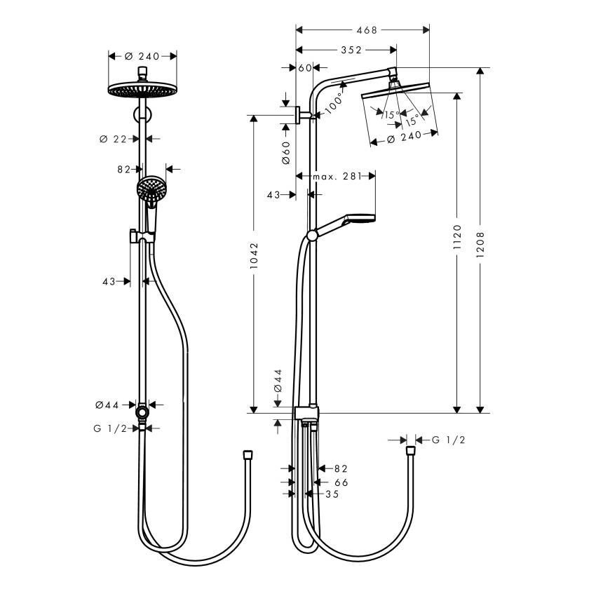 Душова система Hansgrohe Crometta S 240 27270000 27270000 &mdash; фото в Esantehnika
