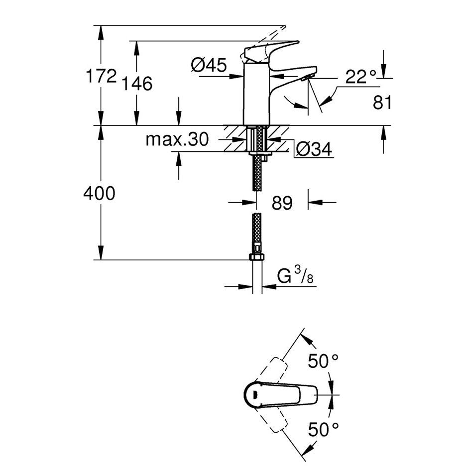 Смеситель для раковины Grohe Bau Flow S-Size 23752000 23752000 &mdash; фото в Esantehnika