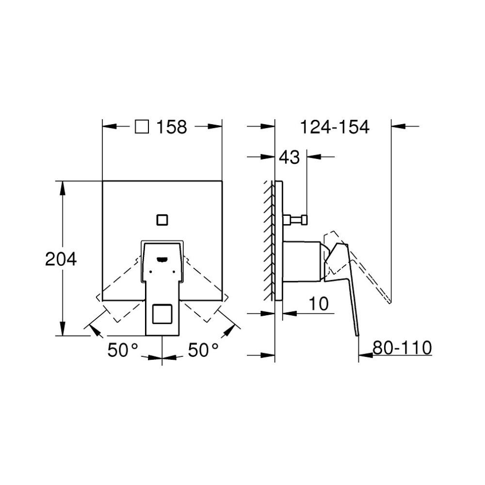 Змішувач для ванни/душу на 2 споживача Grohe Eurocube 24062000 24062000 &mdash; фото в Esantehnika