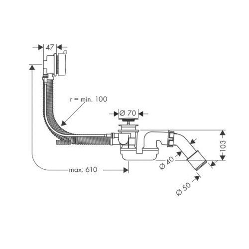 Слив-перелив Hansgrohe Flexaplus (цвет - хром) 58150000 58150000 &mdash; фото в Esantehnika