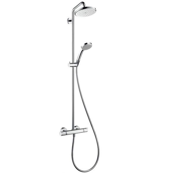 Душевая панель Hansgrohe Croma Air 220 1jet Showerpipe EcoSmart с термостатом, хром (27188000) 27188000 &mdash; фото в Esantehnika