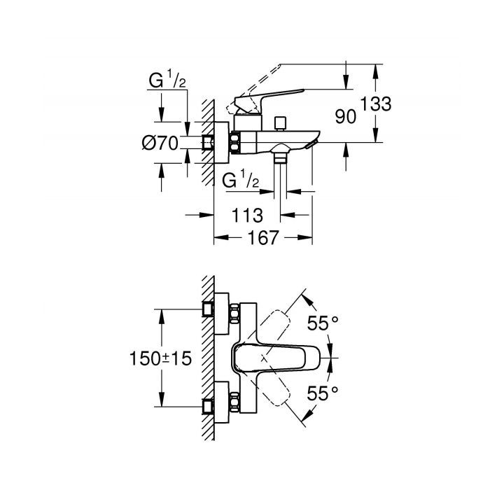 Смеситель для ванны Grohe Cubeo (1018130000) 1018130000 &mdash; фото в Esantehnika