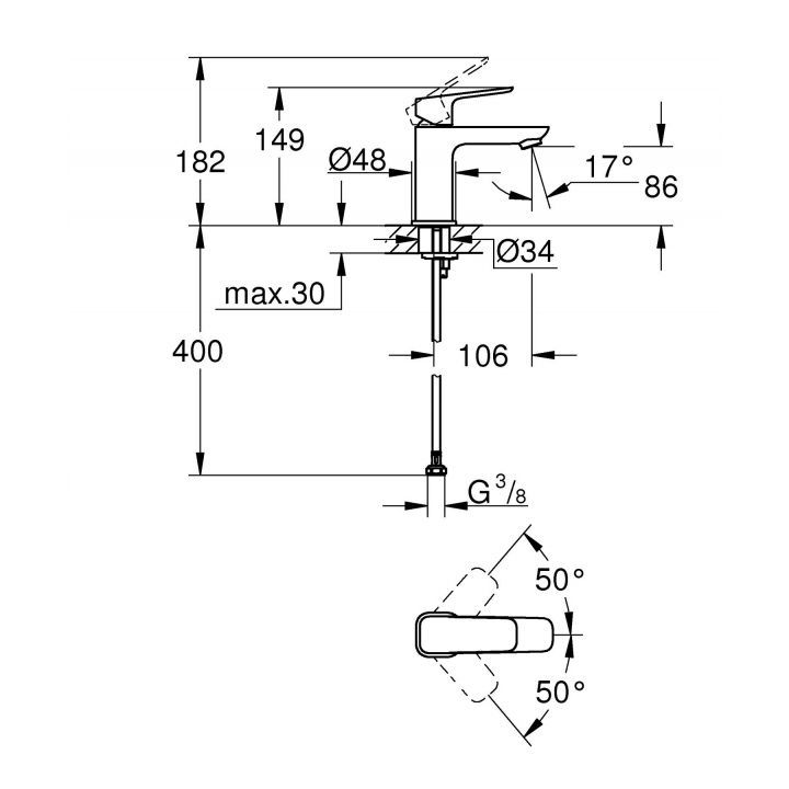 Смеситель для раковины S-размера Grohe Cubeo чёрный матовый (1016992430) 1016992430 &mdash; фото в Esantehnika