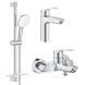 Комплект змішувачів для ванної Grohe Eurosmart 3в1, без донного клапана, хром (UA123246M3) UA123246M3 &mdash; фото в Esantehnika