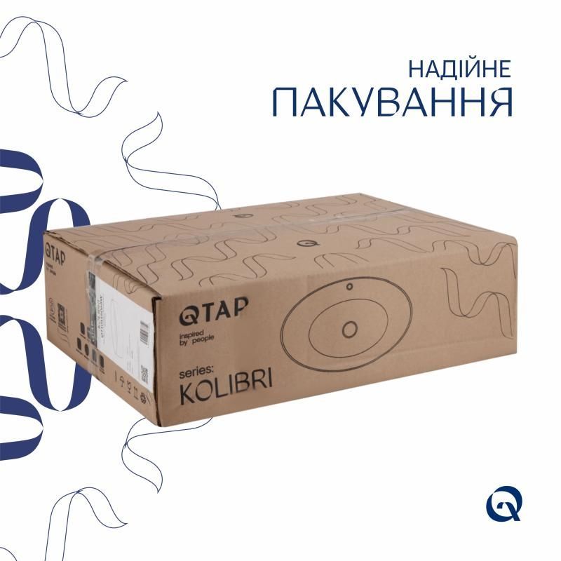 Комплект Qtap Kolibri: Раковина накладна овальна 500x360x140 мм White + Донний клапан PU02 QT10113054WN47311 QT10113054WN47311 &mdash; фото в Esantehnika