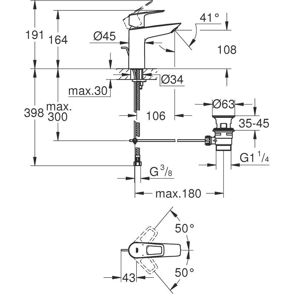 Набір змішувачів для ванни 3 в 1 Grohe Bauloop New M-Size UA123215M0 (23762001+23603001+27598001) UA123215M0 &mdash; фото в Esantehnika