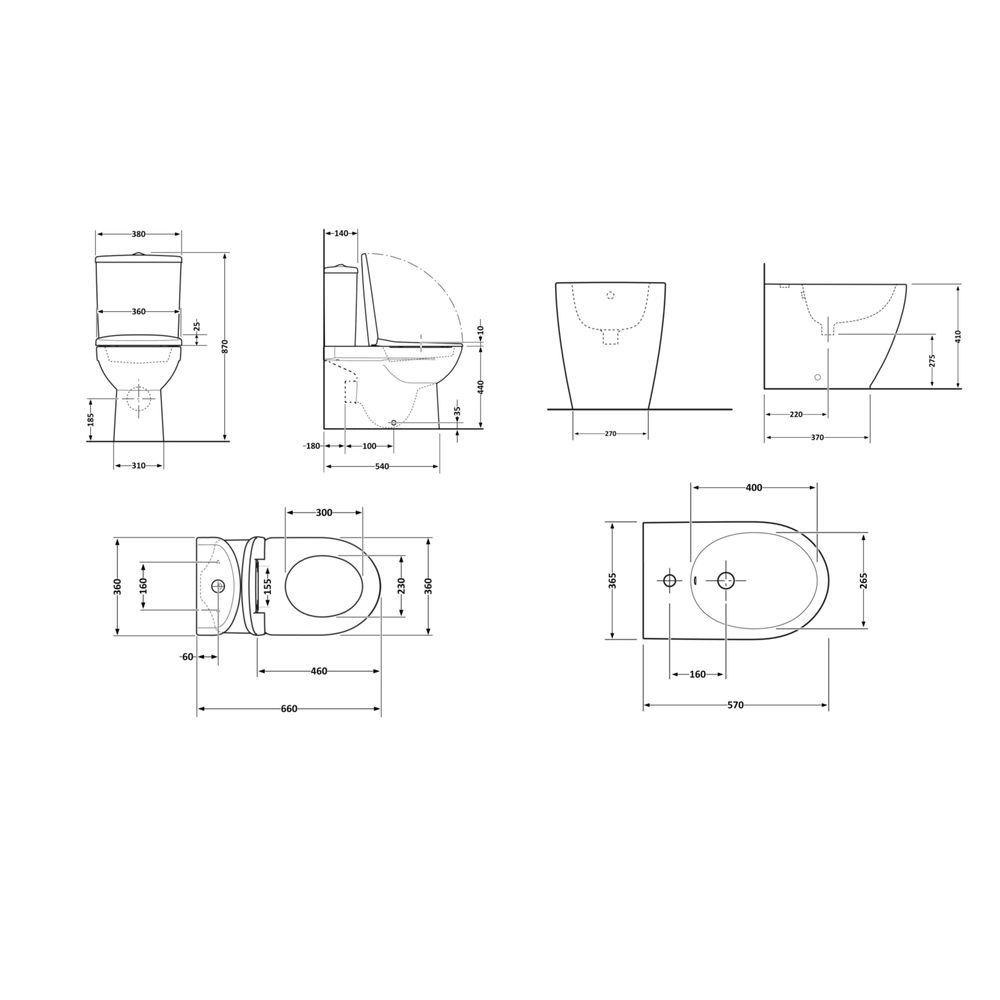 Унитаз напольный Robin Ultra Quiet QT13226083AMB 660x360x855 Black с Биде напольное Robin QT13442141CMB 565x360x405 Black QT13226083AMB47928 &mdash; фото в Esantehnika