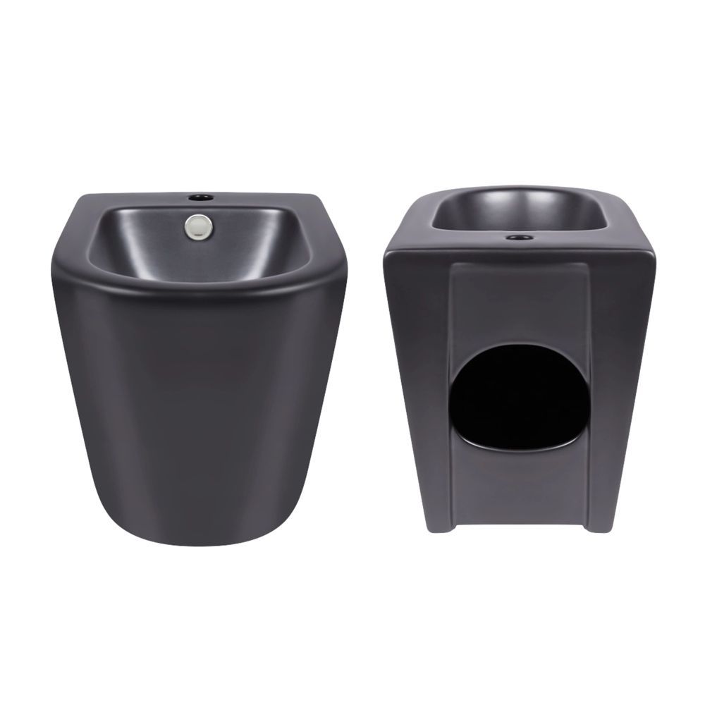Унитаз напольный Robin Ultra Quiet QT13226083AMB 660x360x855 Black с Биде напольное Robin QT13442141CMB 565x360x405 Black QT13226083AMB47928 &mdash; фото в Esantehnika