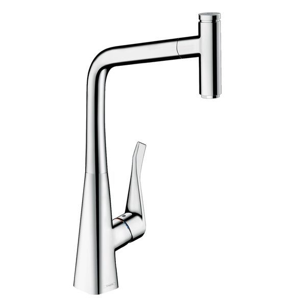 Змішувач для кухні Hansgrohe Metris Select 320 з висувним душем, хром (14884000) 14884000 &mdash; фото в Esantehnika