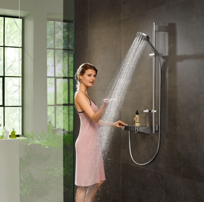Термостат для душа Hansgrohe ShowerTablet Select 300 мм, хром/белый (13171400) 13171400 &mdash; фото в Esantehnika