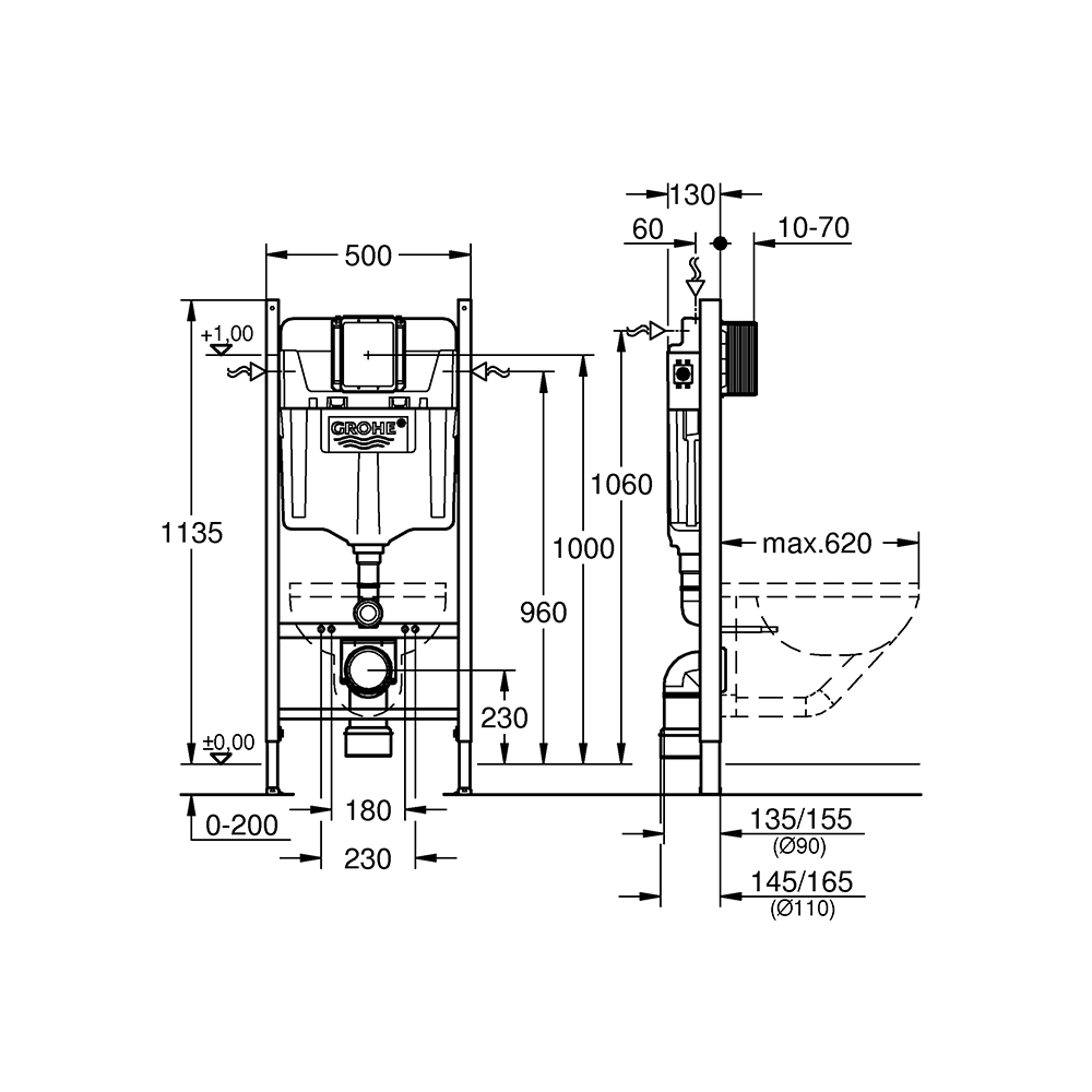 Инсталляция для унитаза 2 в 1 GROHE RAPID SL UA388400WG UA388400WG &mdash; фото в Esantehnika