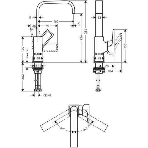 Смеситель для раковины Hansgrohe Metropol с донным клапаном Push-Open (74511000) 74511000 &mdash; фото в Esantehnika