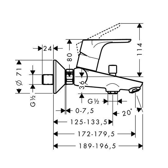 Змішувач для ванни Hansgrohe Focus E2 (колір - хром) 31948000 31948000 &mdash; фото в Esantehnika