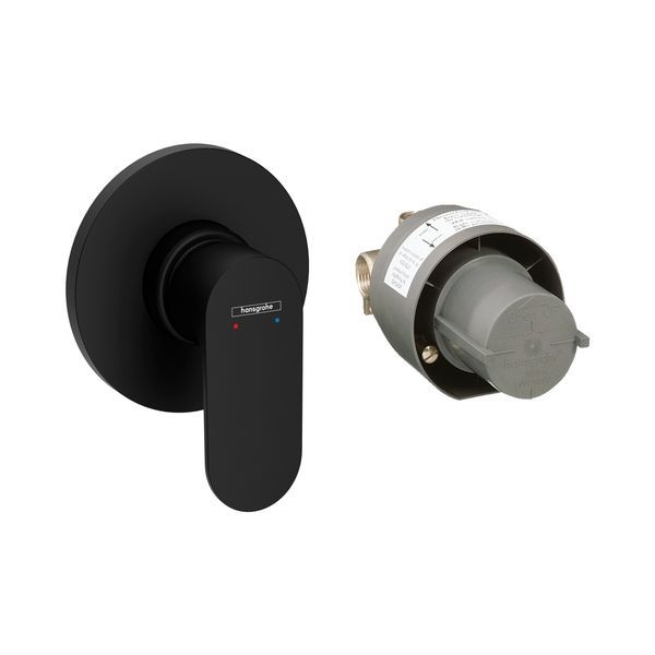 Смеситель для душа Hansgrohe Rebris S (цвет - чёрный матовый), в комплекте со встраиваемой частью 72648670 72648670 &mdash; фото в Esantehnika