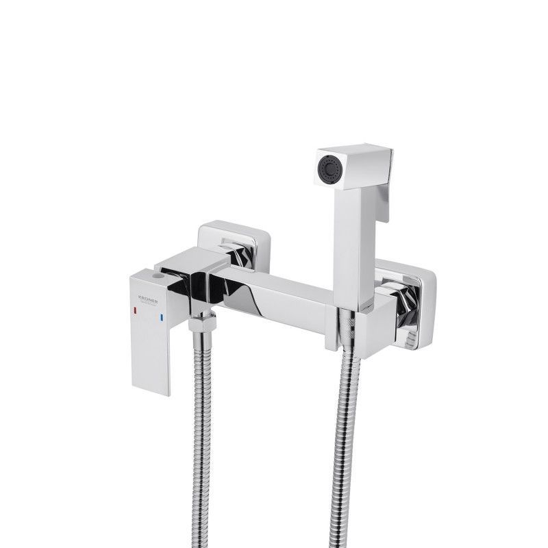 Смеситель для биде Kroner KRP Edelstahl Kubus - CHR052 с гигиеническим душем CV031896 CV031896 &mdash; фото в Esantehnika