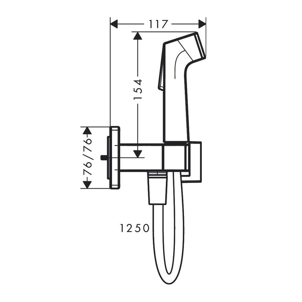 Гигиенический душ (для смешанной воды) Hansgrohe Bidette 1jet E EcoSmart+ со шлангом и держателем (цвет - шлифованный чёрный хром) 29233340 29233340 &mdash; фото в Esantehnika