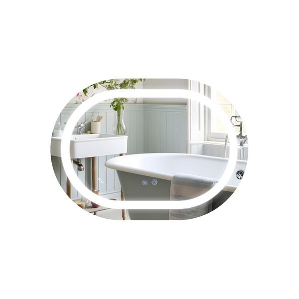 Дзеркало Qtap Gemini 500х700 з LED-підсвічуванням Touch, з антизапотіванням, з димером, рег. темп. кольору (3000-6500K) Reverse QT2578R5070 QT2578R5070 &mdash; фото в Esantehnika