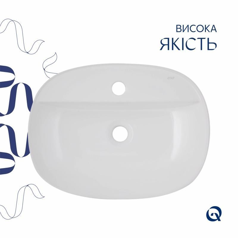 Комплект Qtap Scorpio: Раковина накладная овальная 500x380x120 мм White + Донный клапан PU02 QT14112202WN47313 QT14112202WN47313 &mdash; фото в Esantehnika