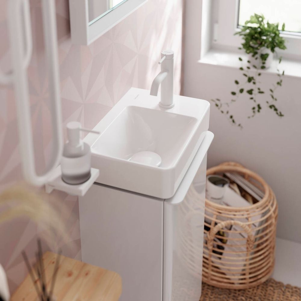 Смеситель для раковины 80 CoolStart Hansgrohe Tecturis S (цвет - белый матовый), с донным клапаном 73302700 73302700 &mdash; фото в Esantehnika