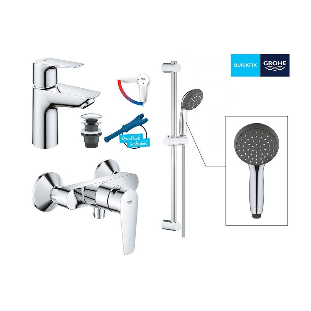 Комплект смесителей для душа Grohe QuickFix Start Edge ColdStart (цвет - хром) UA202502SE UA202502SE &mdash; фото в Esantehnika