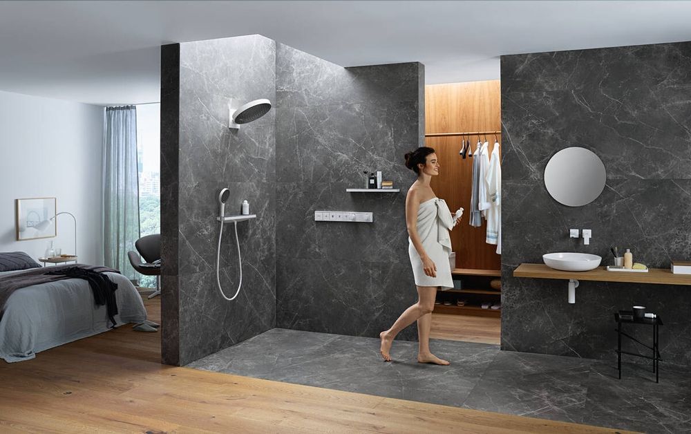 Лійка для душу Hansgrohe Rainfinity EcoSmart (колір - білий матовий/чорний), 3 види струменя 26865700 26865700 &mdash; фото в Esantehnika