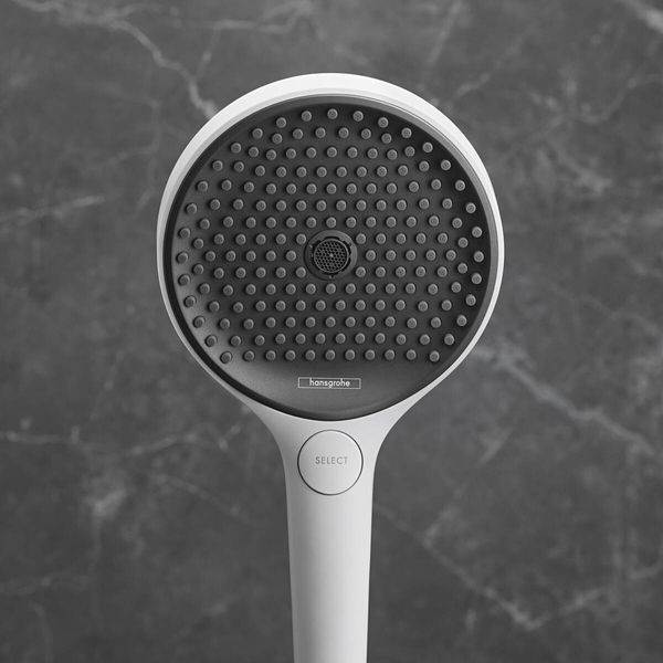 Лейка для душа Hansgrohe Rainfinity EcoSmart (цвет - белый матовый/чёрный), 3 вида струи 26865700 26865700 &mdash; фото в Esantehnika