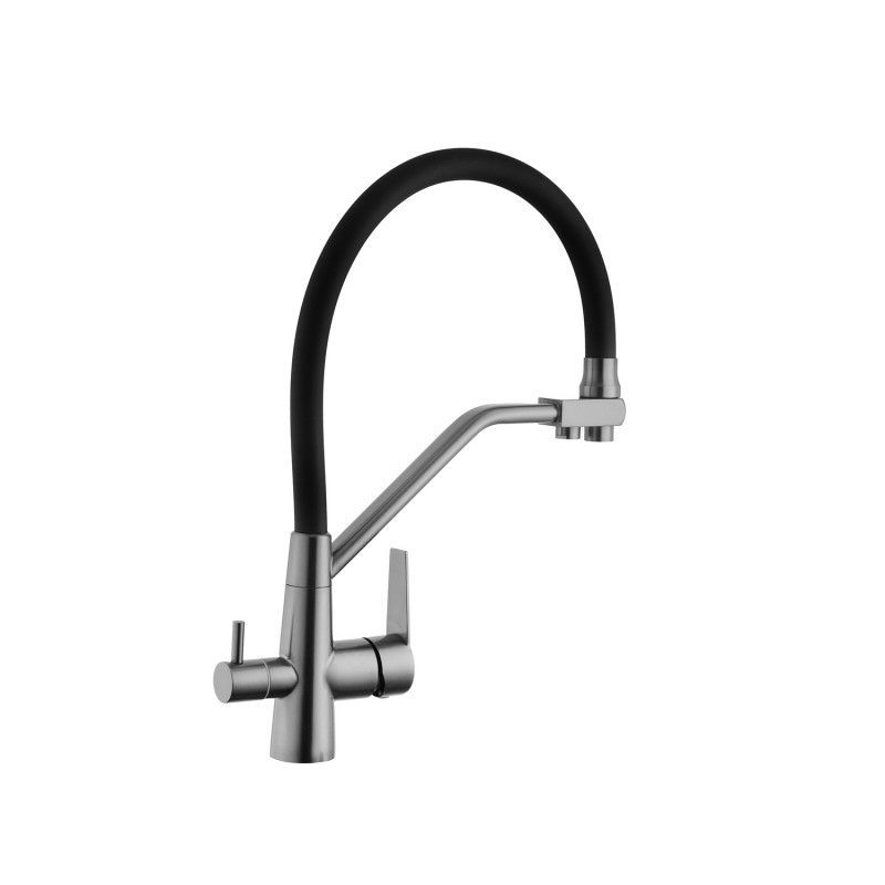 Смеситель для кухни с подключением к фильтру Kroner KRP Edelstahl Klassisch PVD03817BLK (CV031898) CV031898 &mdash; фото в Esantehnika