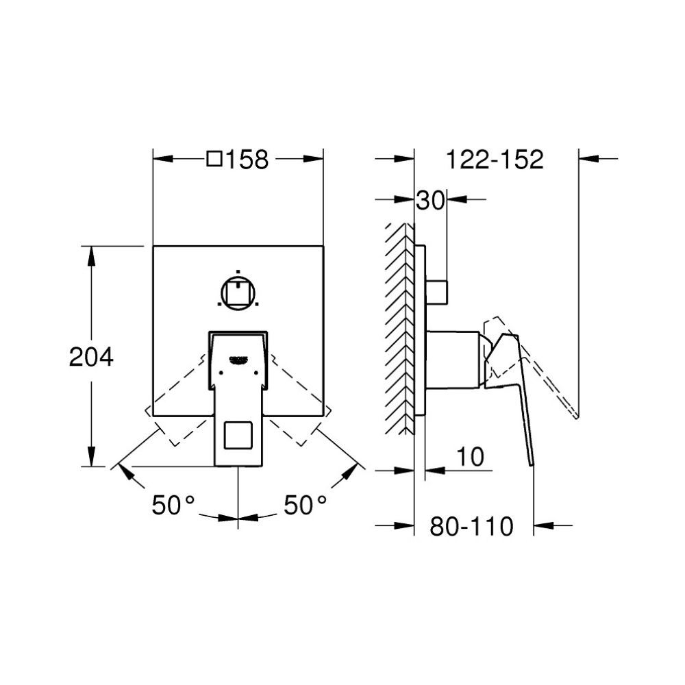 Змішувач для душу Grohe Eurocube 24094000 прихованого монтажу на три положення 24094000 &mdash; фото в Esantehnika