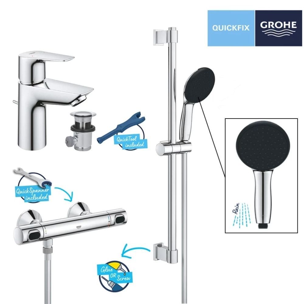 Комплект змішувачів для душу із термостатом Grohe QuickFix Precision Flow&Start Edge (UA202503TS) UA202503TS &mdash; фото в Esantehnika