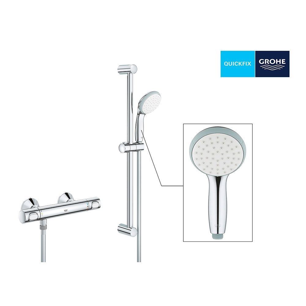 Термостат для душа с душевым гарниуром Grohe QuickFix Precision Flow (цвет - хром) 34841000 34841000 &mdash; фото в Esantehnika