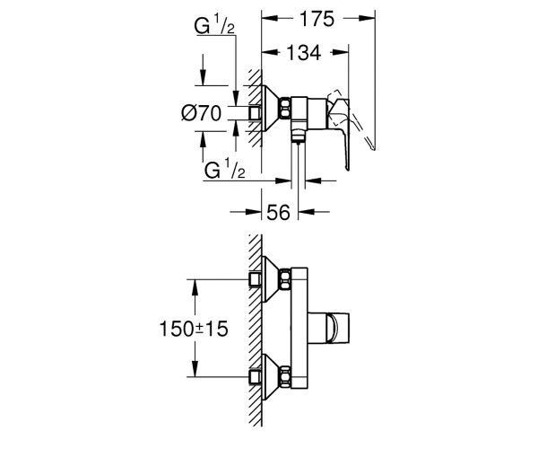 Смеситель для душа GROHE BAU LOOP NEW 23634001 23634001 &mdash; фото в Esantehnika