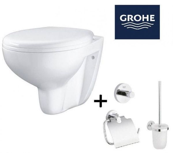 Унітаз GROHE Bau Ceramic 39427000 + сидіння Soft Close 39493000 + Набір аксесуарів GROHE Essentials 40407001 39427000+40407001 &mdash; фото в Esantehnika