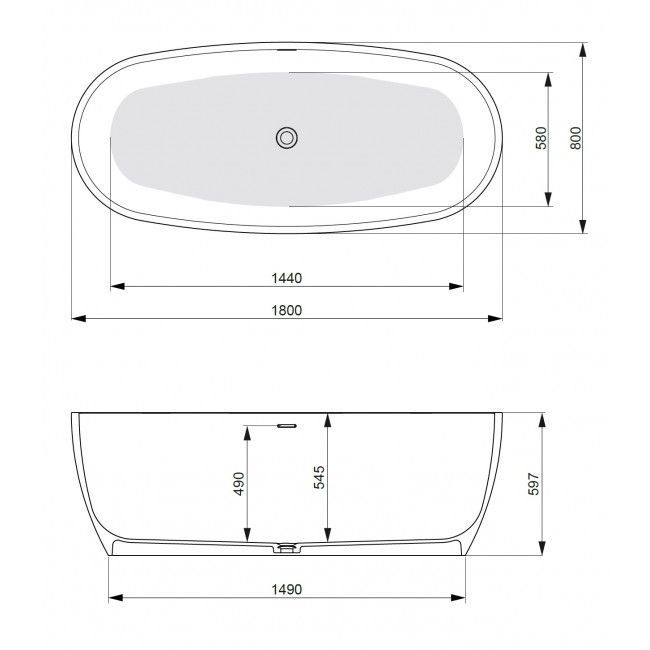 Ванна зі штучного каменю PoolSpa DP 180х80 см окремостояча з сифоном білий&nbsp;PWKDS10ZPSC0000 PWKDS10ZPSC0000 &mdash; фото в Esantehnika