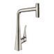 Смеситель для кухни Hansgrohe Metris Select M71 320 2jet sBox с вытяжным изливом сталь 73816800 73816800 &mdash; фото в Esantehnika